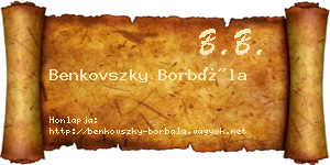 Benkovszky Borbála névjegykártya